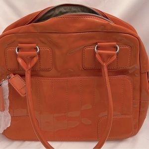 Maximum Patent Leather Hand Bag. Orange New With Tags